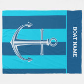 Nautical Customize Boat Name Anchor Navy Blue Fleece Deken (Voorkant (Horizontaal))