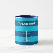 Nautical Customize Boat Name Anchor Navy Blue Mok (Midden)
