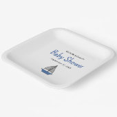 Nautical Cute Sailboat Baby Boy Couples Shower Papieren Bordje (Gebogen)