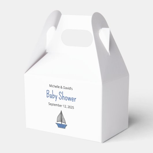 Nautical Cute Sailboat Boy Couples Baby Shower Bedankdoosjes (Voorkant Zijde)
