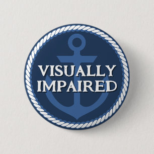 Nautical Dad Navy Blauw Anker Hard van Horen Ronde Button 5,7 Cm