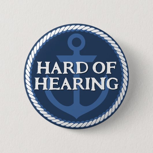 Nautical Dad Navy Blauw Anker Hard van Horen Ronde Button 5,7 Cm (Voorkant)