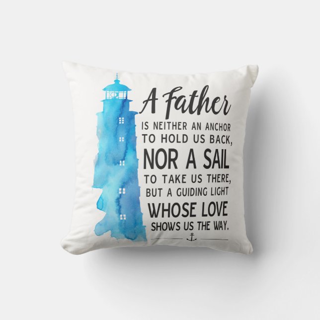 Nautical Dad Pillow met Anchors and Lighthouse Kussen (Voorkant)