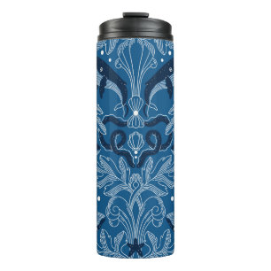 Nautical damask texture with walales, modern vinta thermosbeker