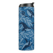 Nautical damask texture with walales, modern vinta thermosbeker (Gedraaid links)
