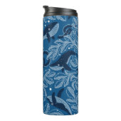 Nautical damask texture with walales, modern vinta thermosbeker (Geroteerd rechts)