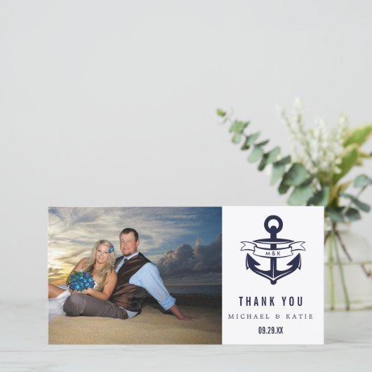 Nautical Dank je | Fotokaart Bedankkaart (Staand voorkant)