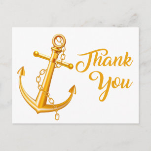 Nautical Dank je Gold Anchor Wedding Beach Ocean Briefkaart