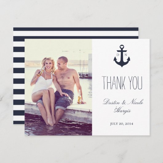Nautical Dank je | Weddenschap Bedankkaart (Voorkant / Achterkant)