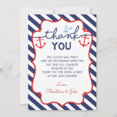 Nautical Dank u kaart Baby shower Birthday Navy (Voorkant)
