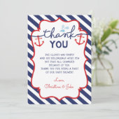 Nautical Dank u kaart Baby shower Birthday Navy (Staand voorkant)