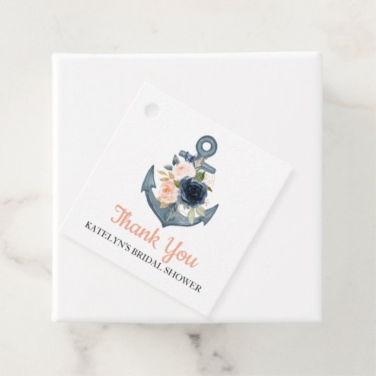 Nautical Dank u Label met Floral Anchor (In situ)