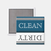 Nautical Dark Blauwgroen Blue Dishwasher Dirty Cle Magneet (Voorkant / Achterkant)