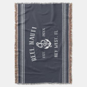 Nautical Dark Navy Blue Rustic Anchor Boat Name Deken (Voorkant Verticaal)