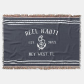 Nautical Dark Navy Blue Rustic Anchor Boat Name Deken (Voorkant)