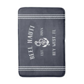 Nautical Dark Navy Rustic Anchor | Naam van je boo Badmat (Voorkant Verticaal)