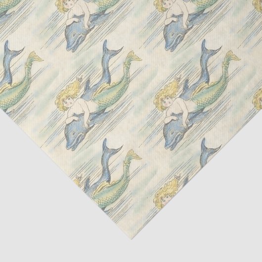 Nautical Decoupage van Zeemeermin en Dolphin Tissuepapier (Detail)