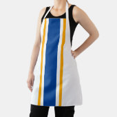 Nautical Deep Blue Gele Racing Stripes op Wit Schort (Insitu)