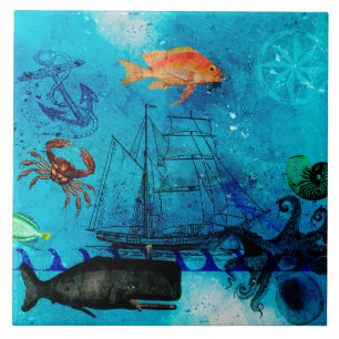 Nautical Deep Blue Zee Tegeltje