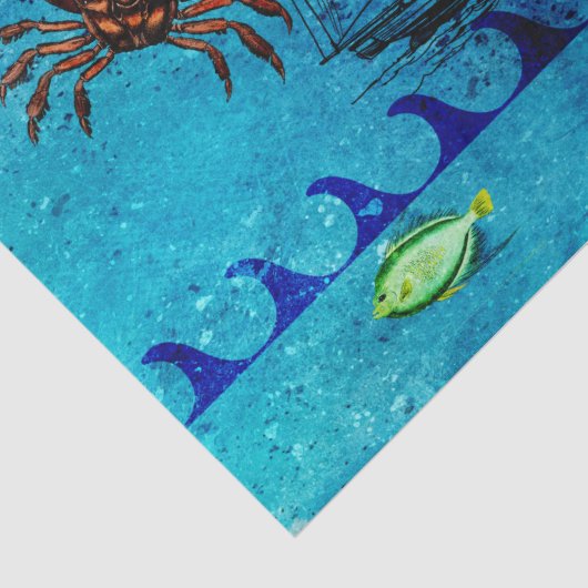 Nautical Deep Blue Zee Tissuepapier (Detail)