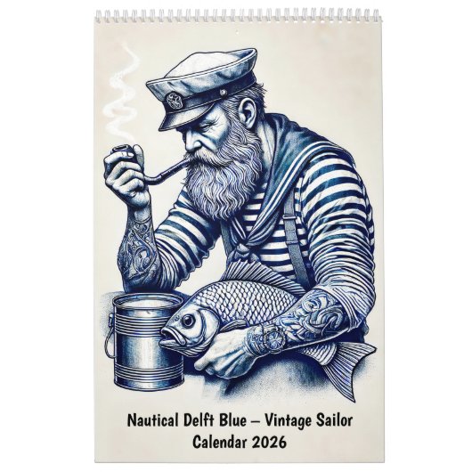 Nautical Delft Blue – Vintage Sailor Calendar Kalender (Hoes)