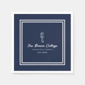 Nautical Delight: Blauw en wit zeepaardje Servet (Voorkant)