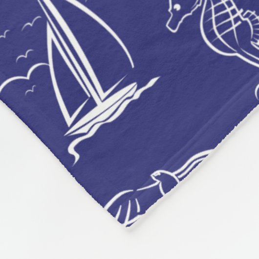 Nautical Design Navy Blue Blanket Fleece Deken (Hoek)