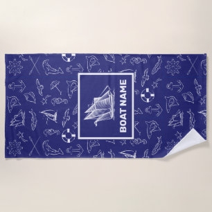 Nautical Design Navy Blue Towel Strandlaken