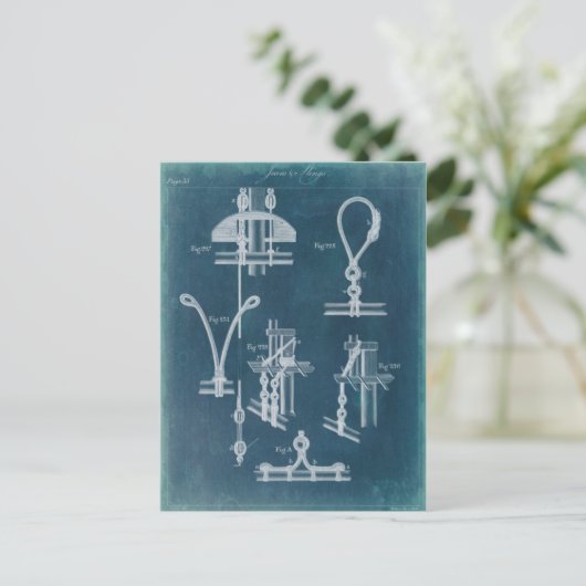 Nautical Detail blauwdruk IV Briefkaart (Staand voorkant)