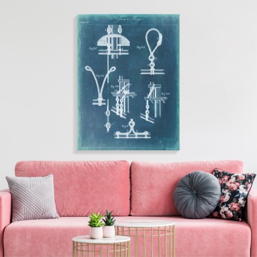 Nautical Detail blauwdruk IV Canvas Afdruk (Insitu (Woonkamer))