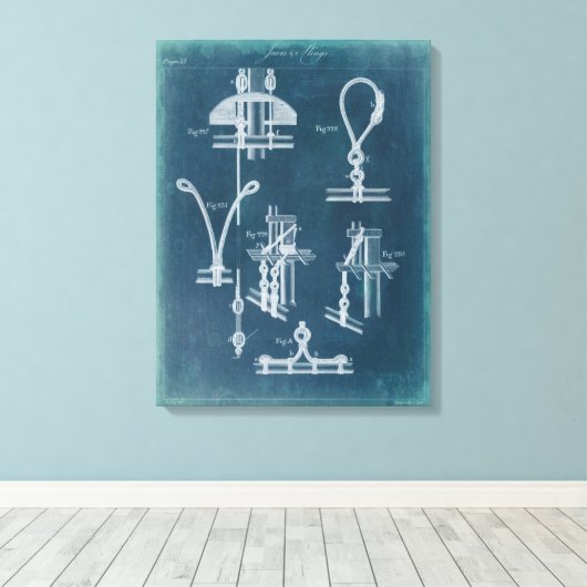 Nautical Detail blauwdruk IV Canvas Afdruk (Insitu (Houten vloer))