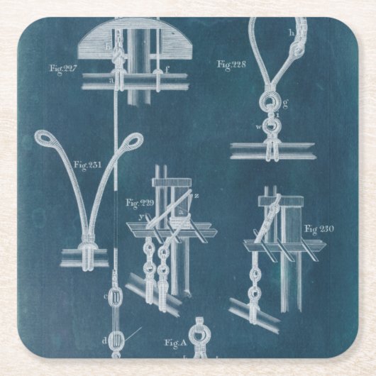 Nautical Detail blauwdruk IV Kartonnen Onderzetters (Voorkant)