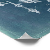 Nautical Detail blauwdruk IV Poster (Hoek)