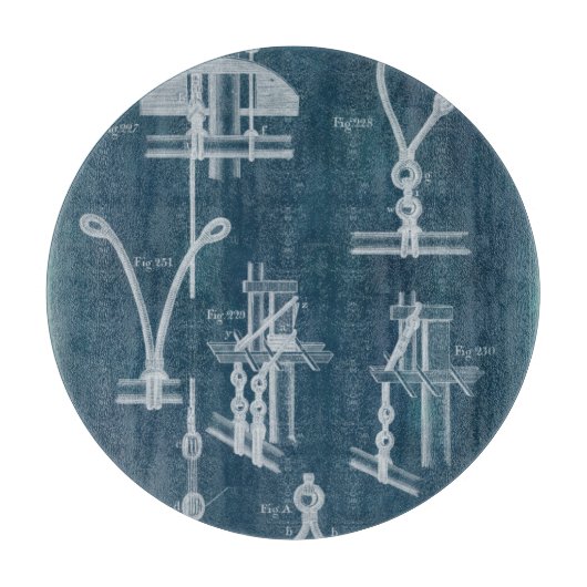 Nautical Detail blauwdruk IV Snijplank (Voorkant)