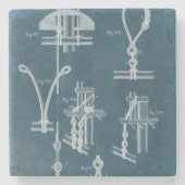 Nautical Detail blauwdruk IV Stenen Onderzetter (Voorkant)