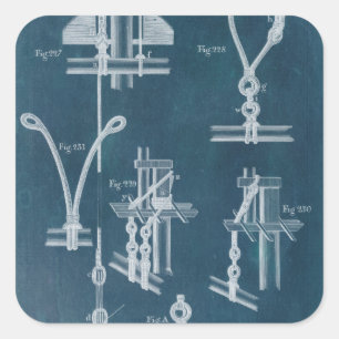 Nautical Detail blauwdruk IV Vierkante Sticker