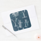 Nautical Detail blauwdruk IV Vierkante Sticker (Envelop)