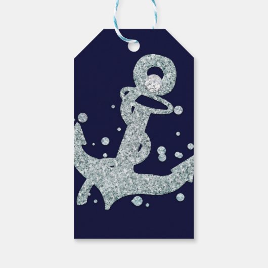 Nautical Diamond Anchor Bling Glam Beach Cadeaulabel (Achterkant)