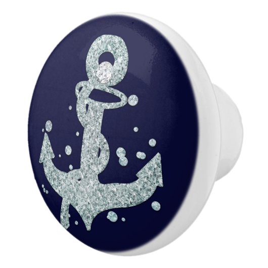 Nautical Diamond Anchor Bling Glam Beach Chic Keramische Knop (Rechts)