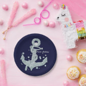 Nautical Diamond Anchor Bling Glam Beach Papieren Bordje (Feest)