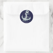 Nautical Diamond Anchor Bling Glam Beach Ronde Sticker (Tas)