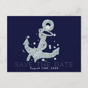 Nautical Diamond Anchor Bling Glam Save the Date Aankondigingskaart