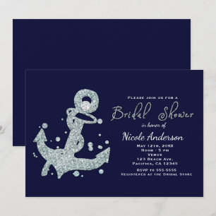 Nautical Diamond Anchor Bridal Shower Invitations Kaart