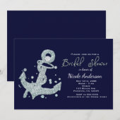 Nautical Diamond Anchor Bruids Douche Uitnodiginge Kaart (Voorkant / Achterkant)