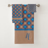 Nautical Diamond Pools & Stripes Pattern Bad Handdoek (Insitu)