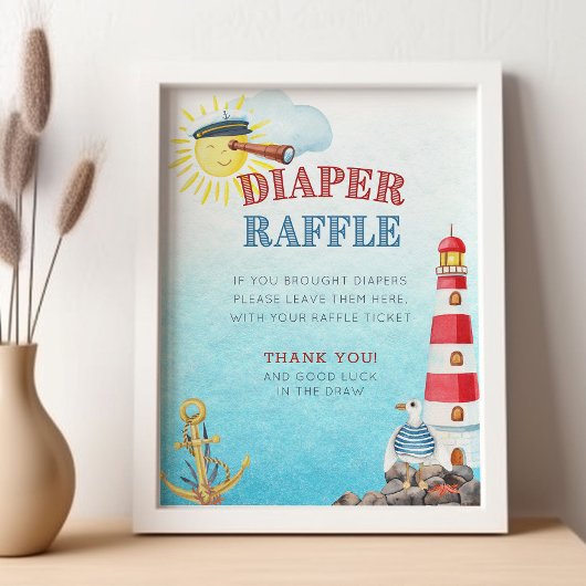 Nautical Diaper Baby shower Poster