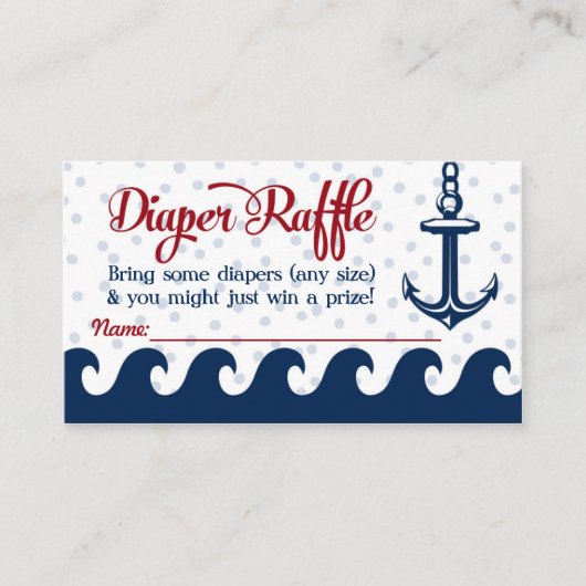 Nautical Diaper Raffle Kaart Baby shower Invoegen (Voorkant)