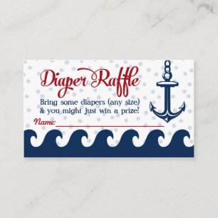 Nautical Diaper Raffle Kaart Baby shower Invoegen