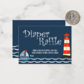 Nautical Diaper Raffle Ticket, Baby shower, Ahoy Notitiekaartje (Voorkant / Achterkant in situ)