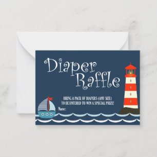 Nautical Diaper Raffle Ticket, Baby shower, Ahoy Notitiekaartje